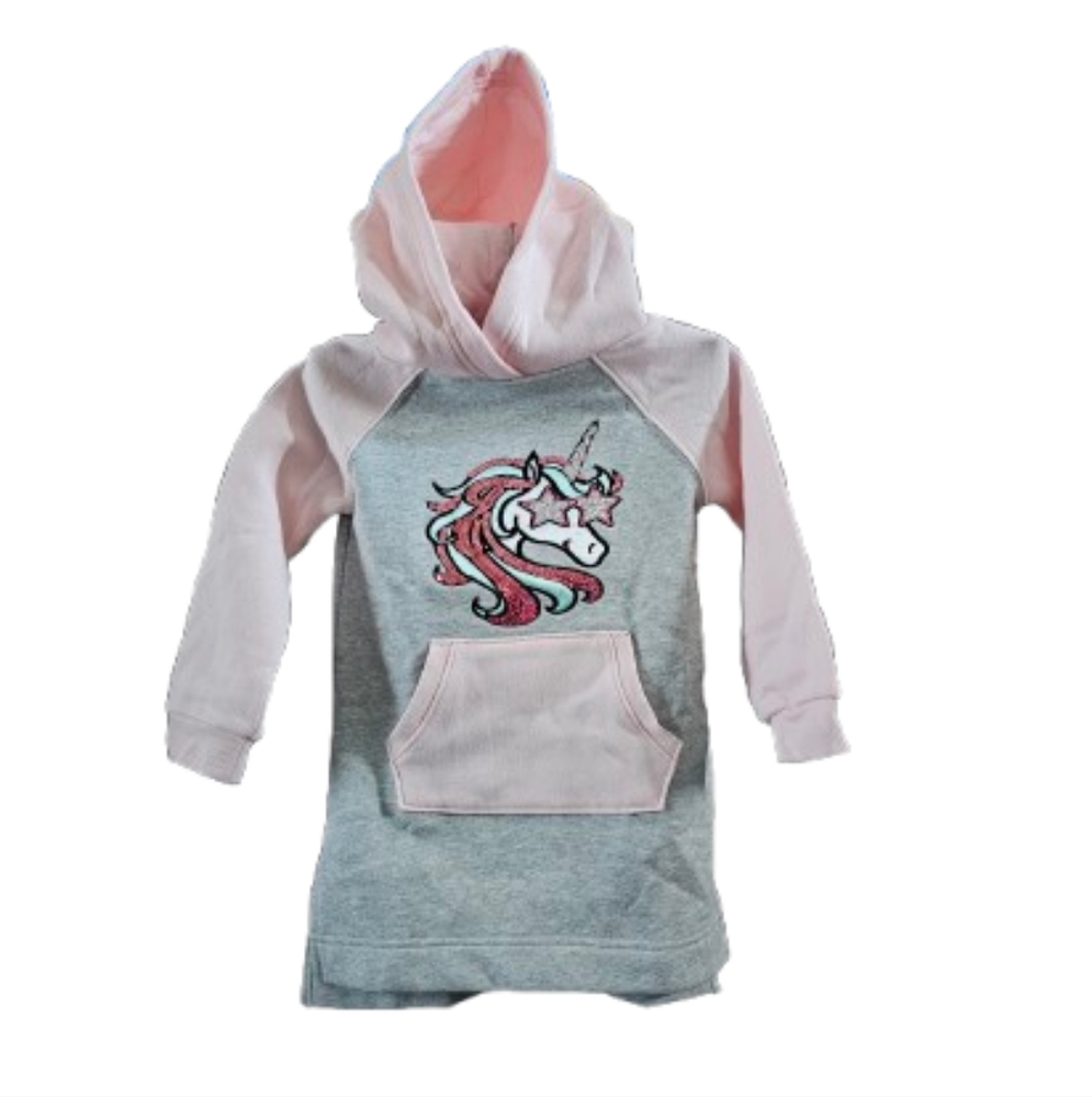 Spotted Zebra Hooded Sweatshirt – Unicorn Graphic, Size 2T